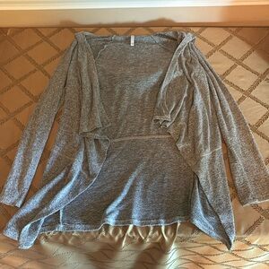 Grey Hooded Long Sleeve Cardigan